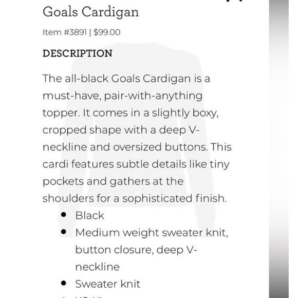 CAbi #3891 Goals Cardigan Black V-Neck Sweater Size Medium Big Buttons Pockets - Picture 2 of 12